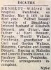 Bennett, Wilfred death Bennett, Wilfred death
