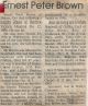 Ernest Peter BROWN obituary Ernest Peter BROWN obituary