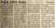 Ross, Fred obituary Ross, Fred obituary