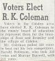 Ronald Kay COLEMAN elected to county board of education Ronald Kay COLEMAN elected to county board of education
