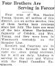 Alonzo HUCKABONE had 4 sons serving in Forces:  Kenneth, Courtney, Lindsay & Walter