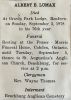 Albert Edward LUMAX funeral card