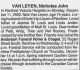 Van Leyen, Nicholas John obituary