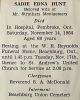 Montgomery, Sadie Edna HUNT funeral card Montgomery, Sadie Edna HUNT funeral card