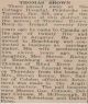 Brown, Thomas obituary Brown, Thomas obituary