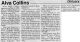 Collins, Alva obituary Collins, Alva obituary