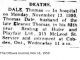 Dale, Thomas death notice Dale, Thomas death notice