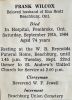 Franklin WILCOX funeral card
