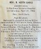 Rev. Robert Keith EARLS funeral card Rev. Robert Keith EARLS funeral card