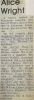 Wright, Alice Isabel DOUGHERTY obituary