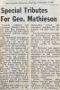 George Philemon MATHESON honored