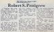 Robert Samuel PETTIGREW obituary Robert Samuel PETTIGREW obituary
