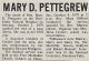 Pettigrew, Mary D. nee Moxam obituary