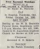 Peter Raymond WATCHORN funeral card