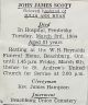James John SCOTT funeral card
