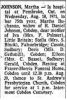 Johnson, Martha Obituary - newspaper clipping
Johnson, Martha Obituary - newspaper clipping