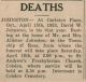 Johnston, David Wesley death Johnston, David Wesley death