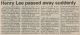 Lee, Henry obituary Lee, Henry obituary
