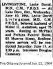 Livingstone, Dr. Leslie David death notice Livingstone, Dr. Leslie David death notice