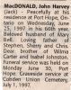 MacDonald, John Harvey death MacDonald, John Harvey death