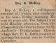 McKay, Roy A. death