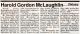 McLaughlin, Harold Gordon obituary McLaughlin, Harold Gordon obituary