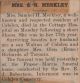 Merkley, Mrs Samuel death Merkley, Mrs Samuel death