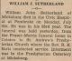 Sutherland, William John death Sutherland, William John death