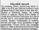 Harry Burden POLLOCK obituary Harry Burden POLLOCK obituary