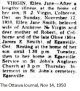 Virgin, Ellen Jane nee Smith obituary
