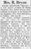 Bryan, Mrs. R. nee Cameron obituary Bryan, Mrs. R. nee Cameron obituary