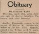 Deaths this week: Jackson, John; Martha Chamberlain Deaths this week: Jackson, John; Martha Chamberlain