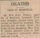 Dewar, William John death Dewar, William John death