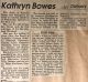 Bowes, Kathryn nee MacLaren obituary Bowes, Kathryn nee MacLaren obituary
