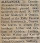 Alexander, Dorothy nee Huckabone death
