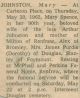 Johnston, Mary nee Spence death Johnston, Mary nee Spence death