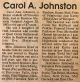 Johnston, Carol A. obituary Johnston, Carol A. obituary