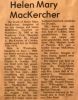 MacKercher, Helen nee McKibbon obituary MacKercher, Helen nee McKibbon obituary