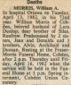 Morris, William A. death Morris, William A. death