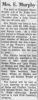 Murphy, Fanny nee Wright obituary Murphy, Fanny nee Wright obituary
