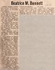 Bennett, Beatrice M. nee Cowie obituary Bennett, Beatrice M. nee Cowie obituary