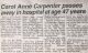Carpenter, Carol Anne nee Millar obituary Carpenter, Carol Anne nee Millar obituary