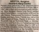 Weston, Margaret nee Baird death Weston, Margaret nee Baird death