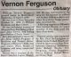 Ferguson, Vernon obituary Ferguson, Vernon obituary