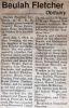 Fletcher, Beulah obituary Fletcher, Beulah obituary