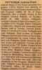 Pettigrew, Andrew Elwin obituary Pettigrew, Andrew Elwin obituary