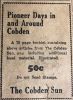 CHx-The Cobden Sun advertisement -Pioneer Days in and around Cobden CHx-The Cobden Sun advertisement -Pioneer Days in and around Cobden