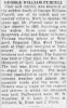 Purcell, George William obituary Purcell, George William obituary