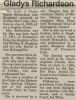 Richardson, Gladys obituary Richardson, Gladys obituary