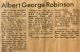 Robinson, Albert George obituary Robinson, Albert George obituary